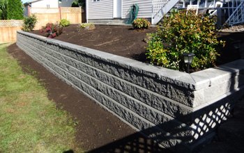 Block garden wall with a raised planting bed